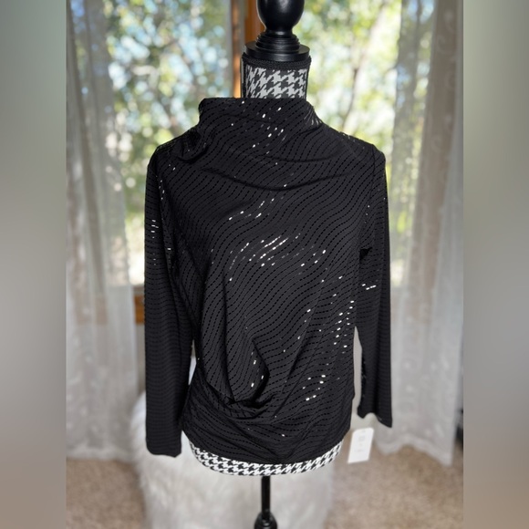 Clara Sunwoo Shimmer Embellished - High Boat Neck Top 🖤🖤🖤 NWT - Picture 6 of 12